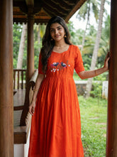 Premium Orange Ethnic Long Gown for Women
