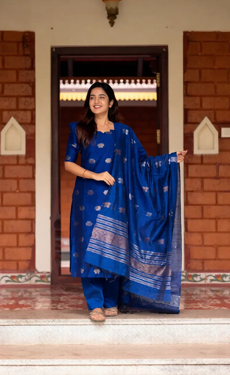 Summer Special Pure Cotton Ethnic Kurta Set for Women with Trousers & Dupatta