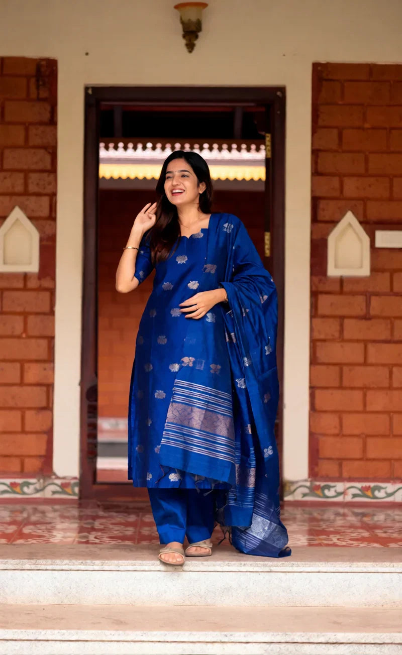 Summer Special Pure Cotton Ethnic Kurta Set for Women with Trousers & Dupatta